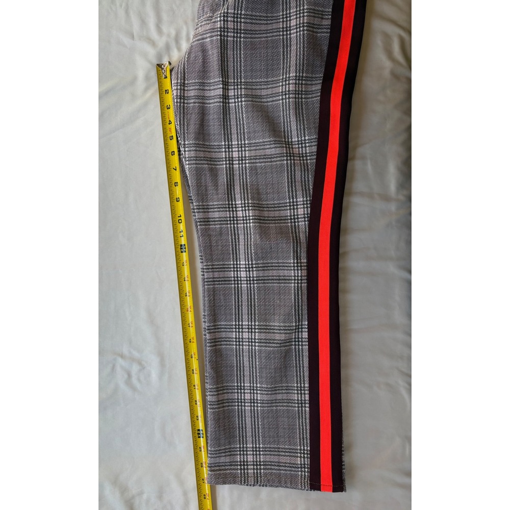 Mother The Insider Ankle Plaid Side Stripe Jeans Grey Orange Burgundy Size 34 - Picture 8 of 9